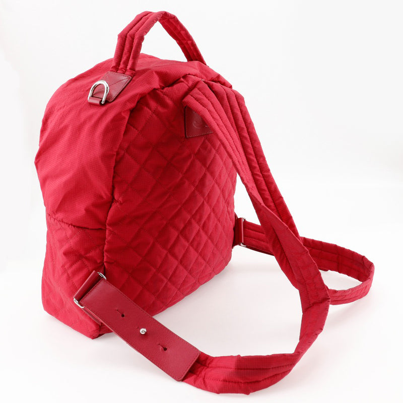 [Chanel] Chanel Coco Mark Rucksack / Daypack Matrasse Nylon Red Bandscape Handscape 2way Double Finder Coco Mark Ladies