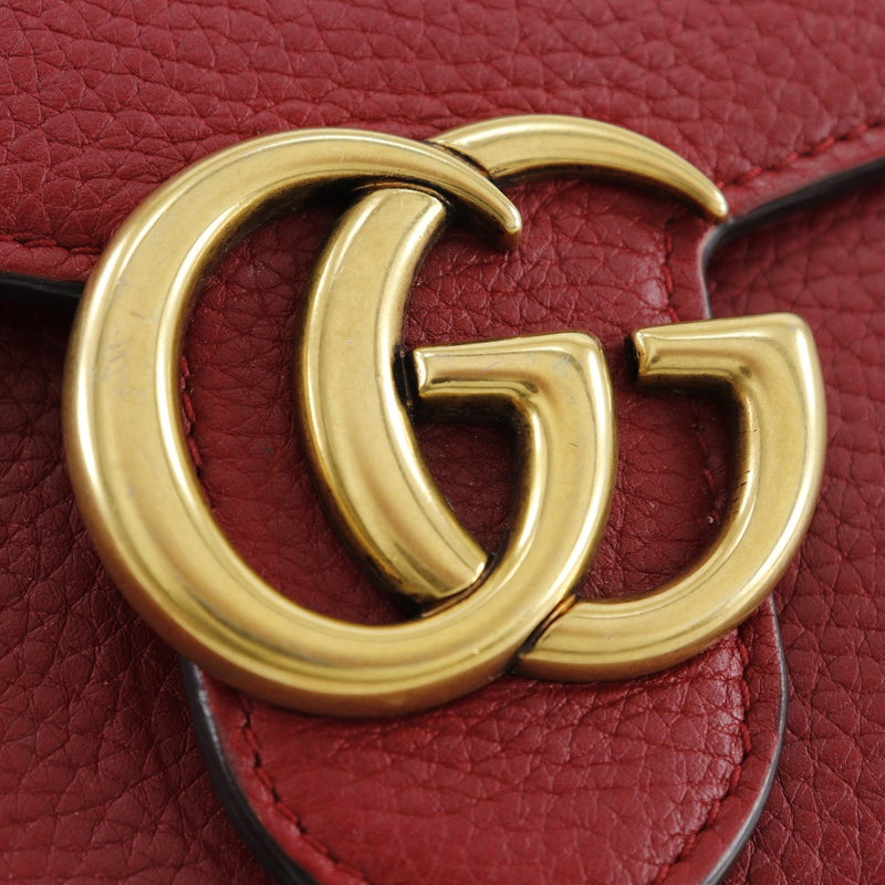 [GUCCI] Gucci 
 GG Marmont ChainWallet 
 2way clutch 401232 Calfskin Red Snap button GG Marmont Ladies A-Rank