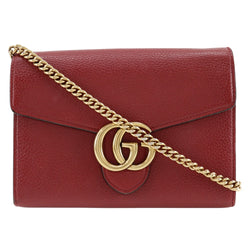 [Gucci] Gucci GG Marmont Chain Wallet 2way离合器401232小腿红色快照按钮GG Marmont Ladies A级