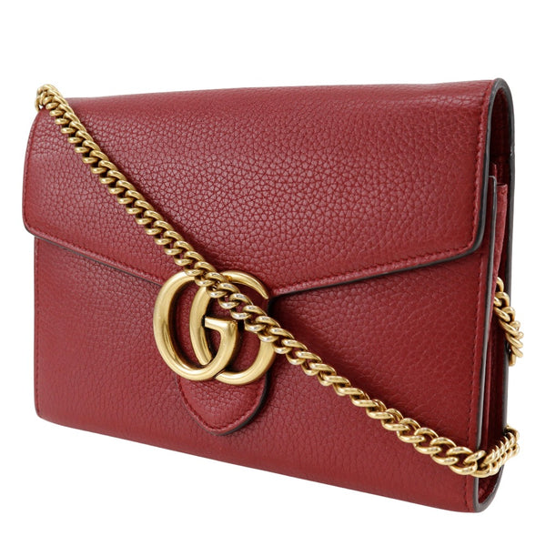 [GUCCI] Gucci 
 GG Marmont ChainWallet 
 2way clutch 401232 Calfskin Red Snap button GG Marmont Ladies A-Rank