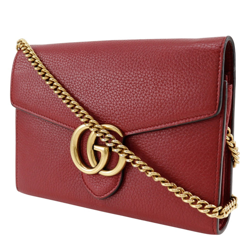 [Gucci] Gucci GG Marmont Chain Wallet 2way离合器401232小腿红色快照按钮GG Marmont Ladies A级