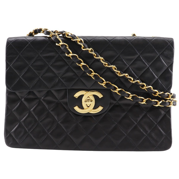 [Chanel] Chanel 
 Sac à bandoulière 
 Décamatrasse double chaîne d'agneau en peau d'agneau noir diagonal suspendu tournure de serrure de serrure les dames a + rang