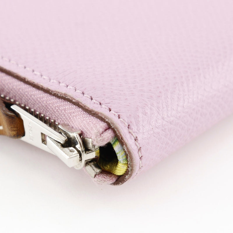 [Hermes] Hermes Azaplong Long Silkin Long 지갑 Epsom Sylbestor Pink U Engraved Zipper Azap Long Silk in Ladies A-Rank