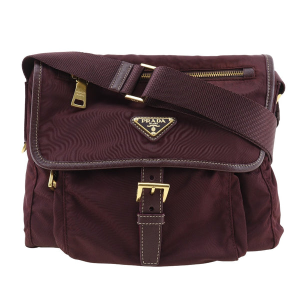 [PRADA]PRADA Shoulder Bag Nylon Bordeaux diagonal shoulder beltHardware Ladies A rank