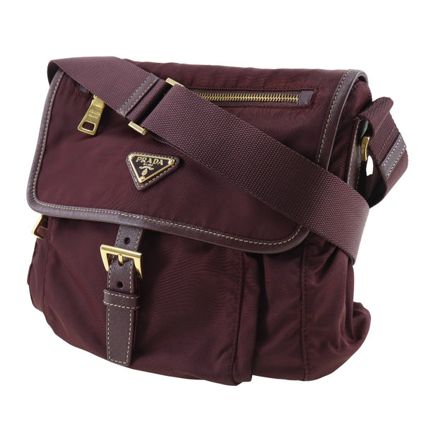 [PRADA]PRADA Shoulder Bag Nylon Bordeaux diagonal shoulder beltHardware Ladies A rank