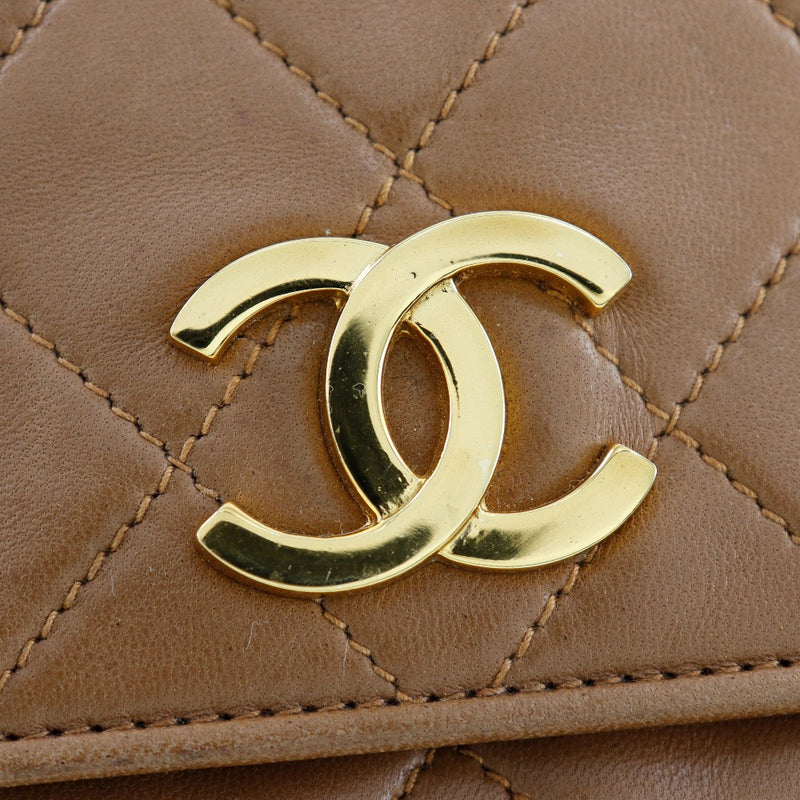 [CHANEL] Chanel 
 Matelasse Handbag 
 PlatStick Handle Vintage Lam Skin Beige Hand -Produced Magnet Type Matelasse Ladies