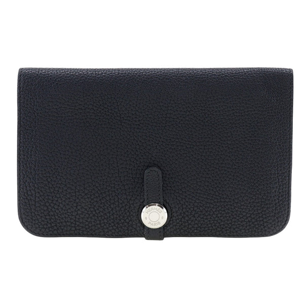 [Hermes] Hermes Dogon GM Long Wallet Togo Negro/Silver Soporte □ R -Soporte de cinturón R -Engravado Dogon GM Unisex