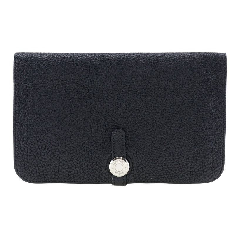 HERMES】エルメス ドゴンGM 長財布 トゴ 黒/シルバー金具 □R刻印
