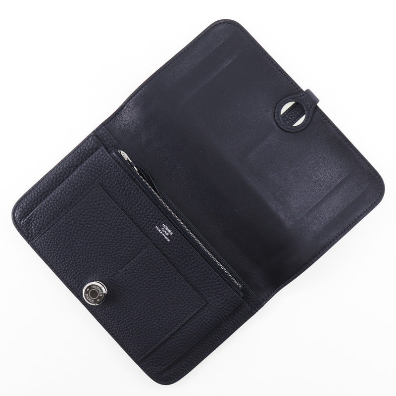 【HERMES】エルメス
 ドゴンGM 長財布
 トゴ 黒/シルバー金具 □R刻印 ベルト金具 Dogon GM ユニセックス