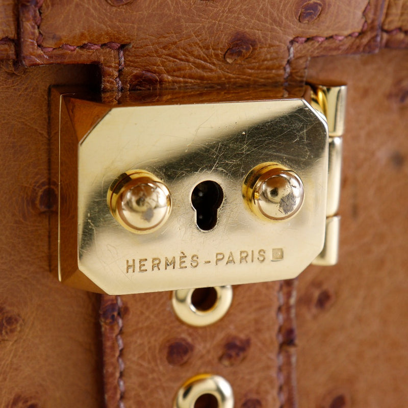 【HERMES】エルメス
 サックアデペッシュ38 ビジネスバッグ
 ブリーフケース オーストリッチ 茶 手提げ A4 パチン錠 Sac Adepeche 38 レディース