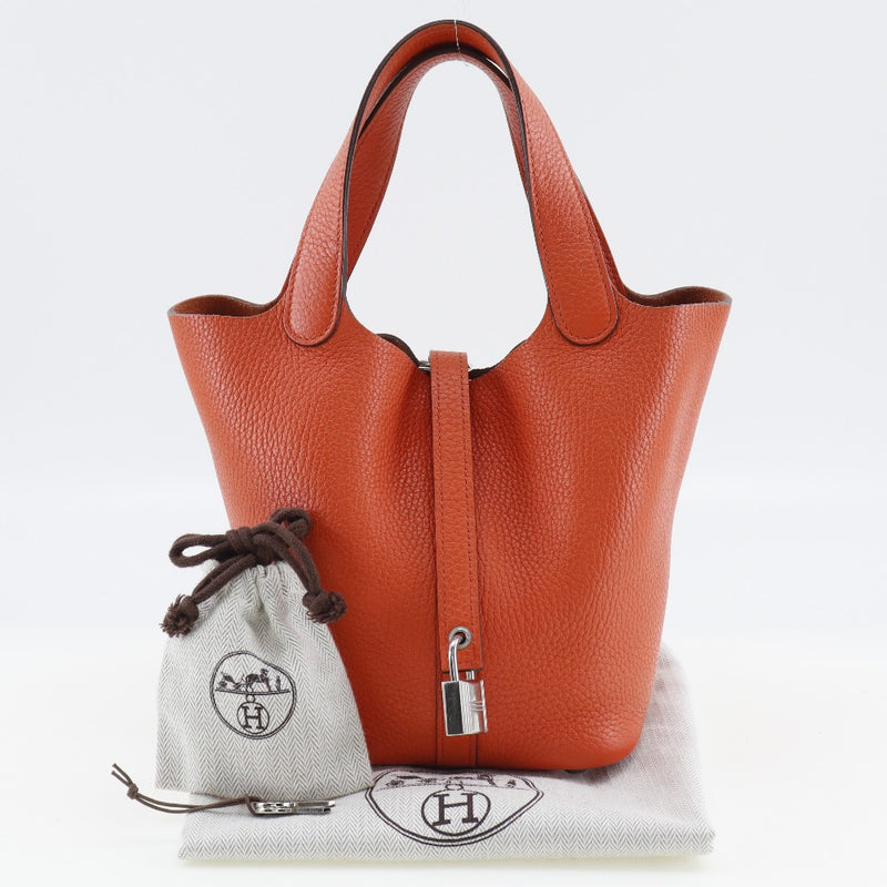 [Hermes] Hermes PicotinRock PM Handbag Toryon Lemance Orange/Plata Mano hacia atrás X -Enconocimiento de la mano del cinturón del cinturón del cinturón Picotin Lockpm Damas A Rank