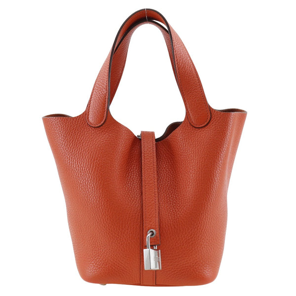 [Hermes] Hermes PicotinRock PM Handbag Toryon Lemance Orange/Plata Mano hacia atrás X -Enconocimiento de la mano del cinturón del cinturón del cinturón Picotin Lockpm Damas A Rank