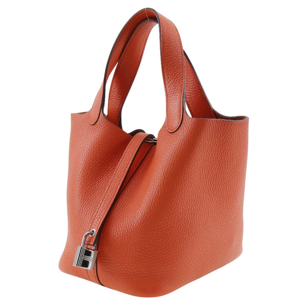 [Hermès] Hermes Picotan Lock PM Handbag Toryon Lemance Orange / Silver Hand Celt Celt Celt Picotin Lockpm Mesdames A Rank