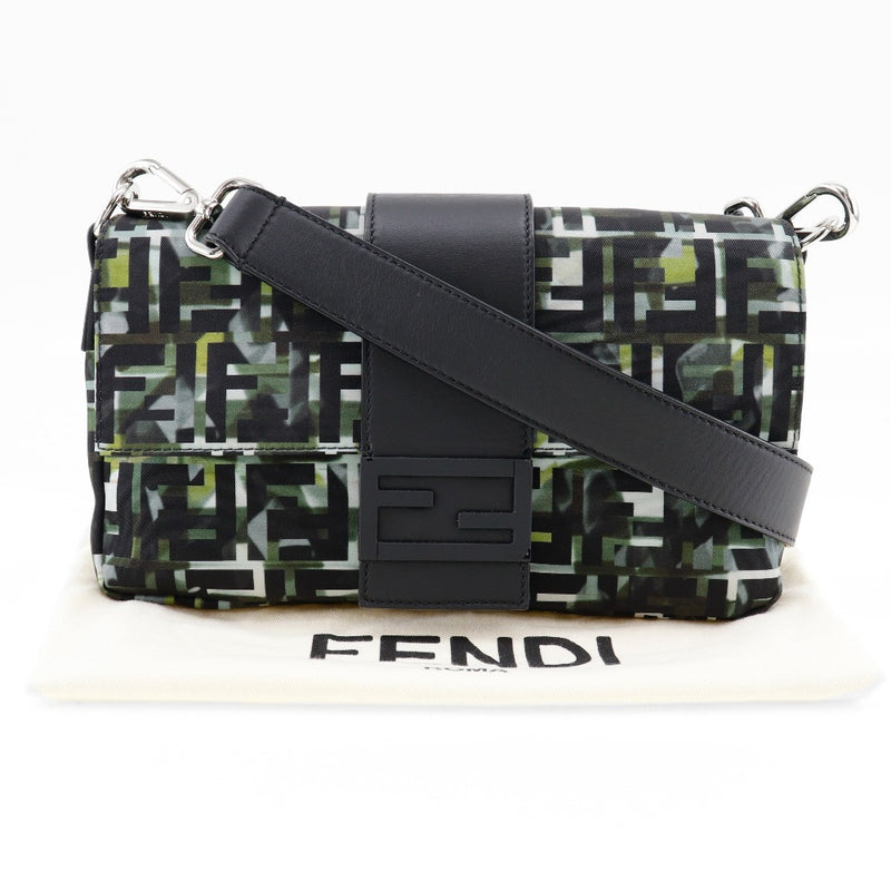 [Fendi] Fendi Mamma Bucket Shouther Bushing Bag 3way Body Clutch Zukka Comouflage Pattern 7VA472 나일론 검은 색 대각선 대각선 어깨 3Way Magnet Type Mamma Bucket Unisx A Rank