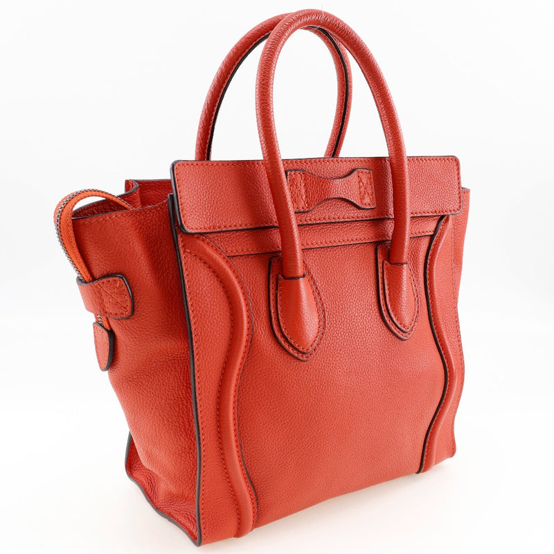 [CELINE] Celine Ragger Micro Handbag Calfskin Red Handscape A5 Fastener Luggage Micro Ladies A Rank