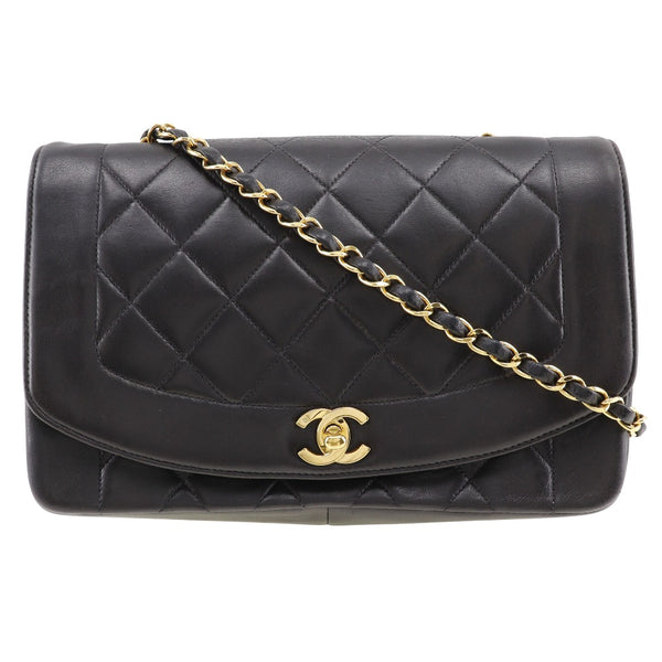 [CHANEL] Chanel ChainShoulder Shoulder Bag Diana A01165 Lambskin Black Diagonal Hanging Shoulder A5 Turn Lock CHAINSHOULDER Ladies