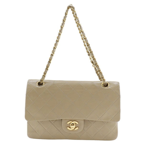 [CHANEL] Chanel ChainShoulder Shoulder Bag Matelasse Double flap lambskin beige shoulder handbag A5 turn lock CHAINSHOULDER Ladies