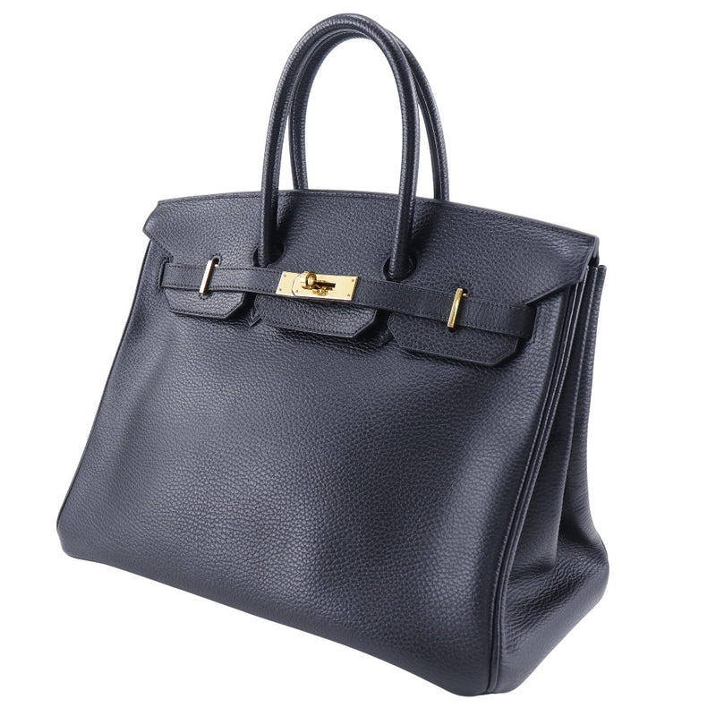 【HERMES】エルメス
 バーキン35 ハンドバッグ
 アルデンヌ 黒/ゴールド金具 □F刻印 手提げ A4 ベルト金具 Birkin 35 レディースAランク