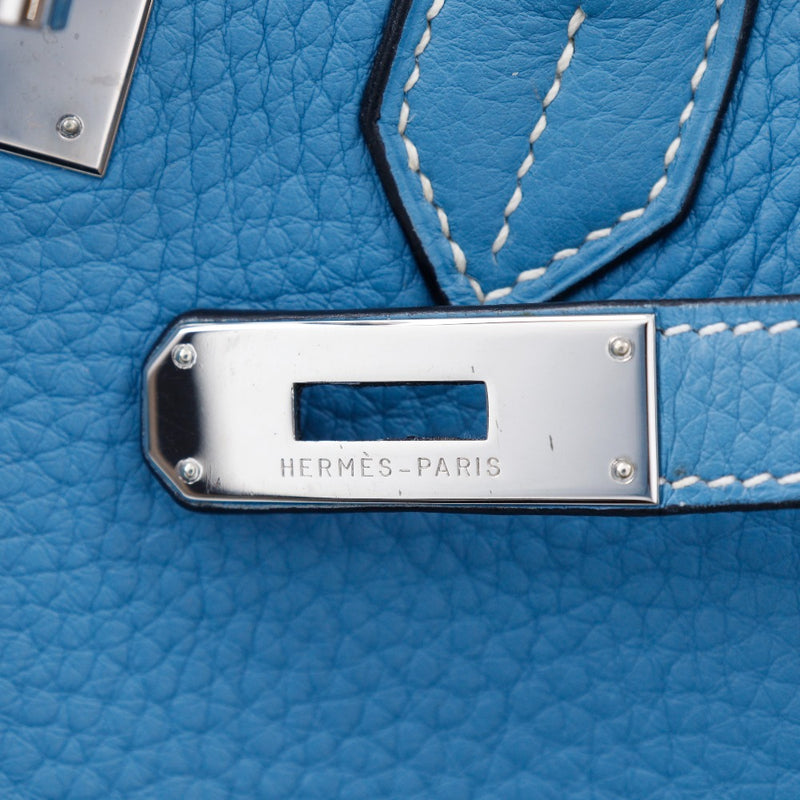 [Hermes] Hermes Birkin 30 핸드백 트라이 yyoy Lemance Blue Zene Silver Bracket □ H- 구식 핸드 빌 A5 벨트 브래킷 Birkin 30 Ladies A Rank