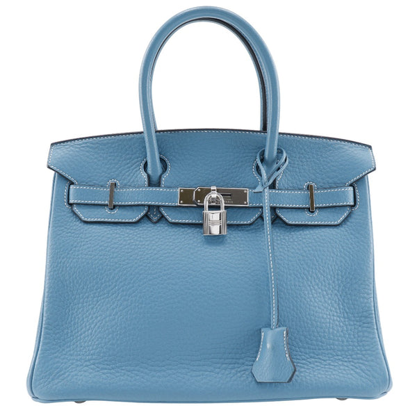 [Hermes] Hermes 
 Bolsos Birkin 30 
 Triyon Clear Lemance Blue Jean Silver Splacket □ H -Handbag -Engraved Handbag A5 Soporte de cinturón Birkin 30 Damas A Rango