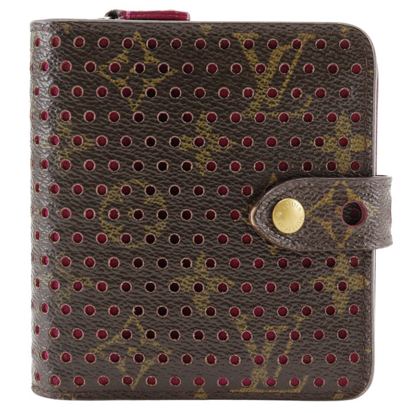 [Louis Vuitton]LOUIS VUITTON
 Compact zip Bi-Fold Wallet
 MonogramPerfo M95188 Monogram Canvas Fuchsha Brown/Raspberry Pink Mi0036 engraved snap button COMPACT ZIP Ladies