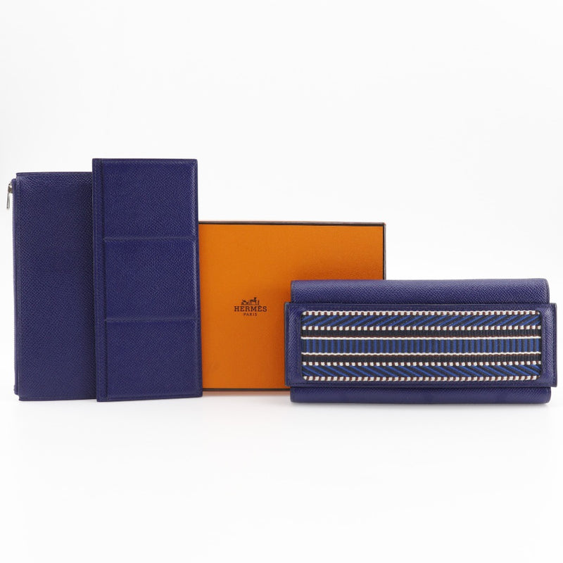 [Hermès] Hermes passan long Sungle Caval Caval Long Wallet Vo Epson Blue C Flap Passan Long Sangle Caval Ladies A +