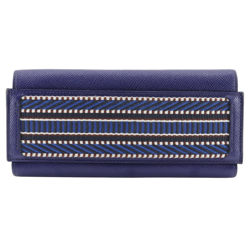 [HERMES] Hermes Passan Long Sangle Caval Purse Epsom Blue C engraved flap PASSAN LONG SANGLE CAVAL Ladies A+Rank