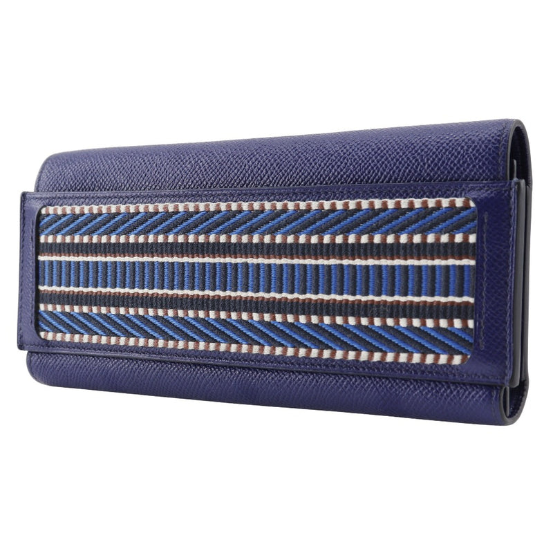 [HERMES] Hermes Passan Long Sangle Caval Purse Epsom Blue C engraved flap PASSAN LONG SANGLE CAVAL Ladies A+Rank