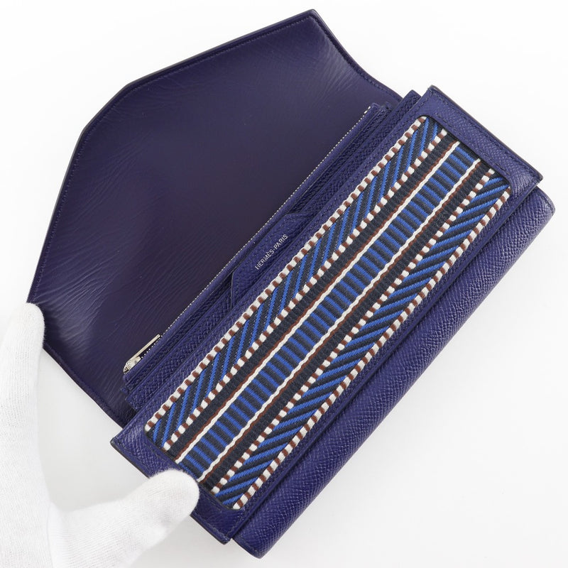 [Hermes] Hermes Passan Long Sungle Caval Willet Epsom Blue C grabado Flap Passan Long Sangle Caval Ladies A+Rank