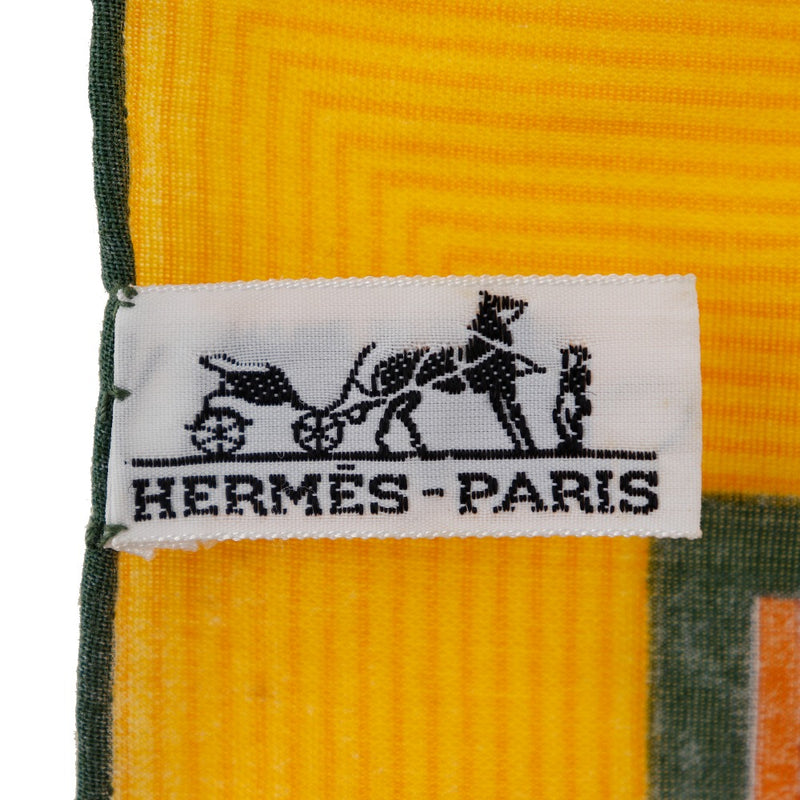 [Hermès] Hermes Calegian 140 Showl Large Format Scarf Coton Orange Calejean 140 Mesdames A Rank