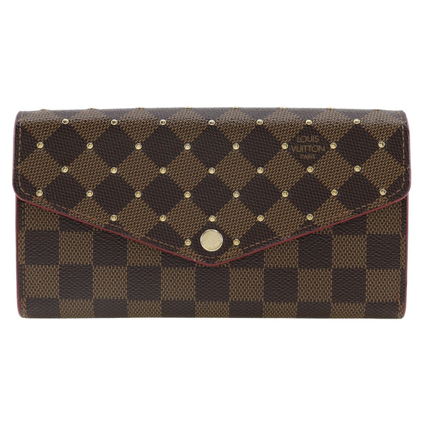 [Louis Vuitton]LOUIS VUITTON
 Portefeiulle・ Sarah Long billetera 
 Studs Dami Cambus Three Tea/Red Mi3178 Botón Snap grabado Portefeiulle Sarah Ladies A-Rank