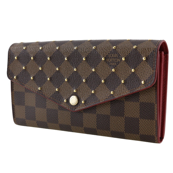 [루이비통]LOUIS VUITTON
 PortefeiulleSarah Sarah Long 지갑 
 스터드 Dami Cambus Three Tea/Red Mi3178 새겨진 스냅 버튼 portefeiulle sarah ladies a-rank