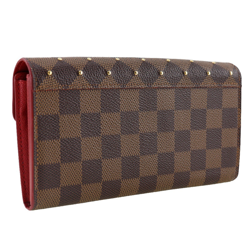 [Louis Vuitton] Louis Vuitton Portofoille Sarah Wallet Study Dami Cambus Three Tea / Red MI3178 Bouton Snap de tampon Portefeiulle Sarah Ladies A-Rank