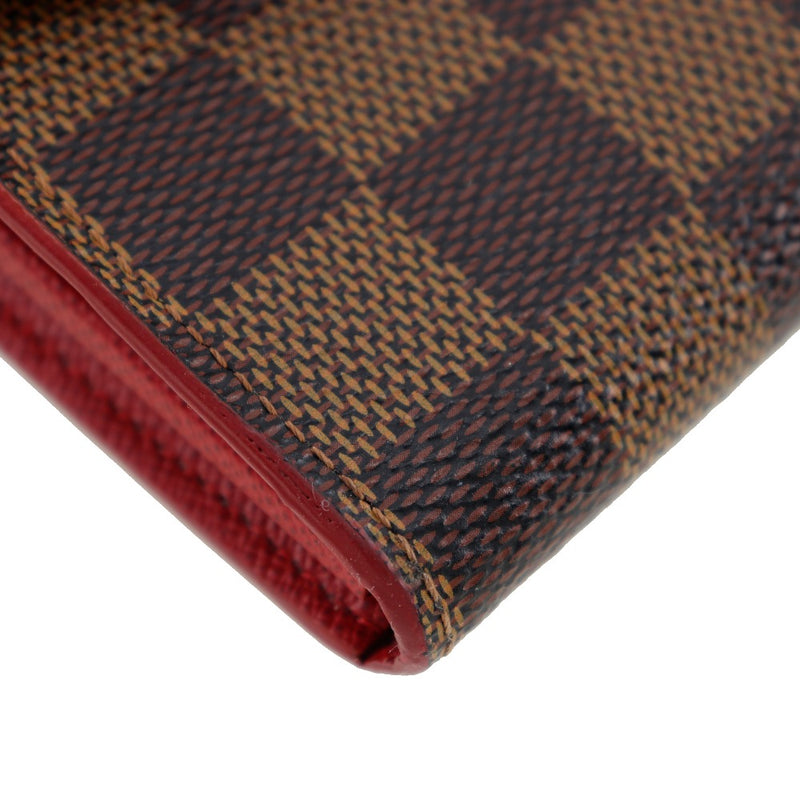 [Louis Vuitton]LOUIS VUITTON Portefeiulle・ Sarah Purse Studs Dami Cambus Three Rise Brown/Red MI3178 engraved snap button PorteFeiulle Sarah Ladies A-Rank