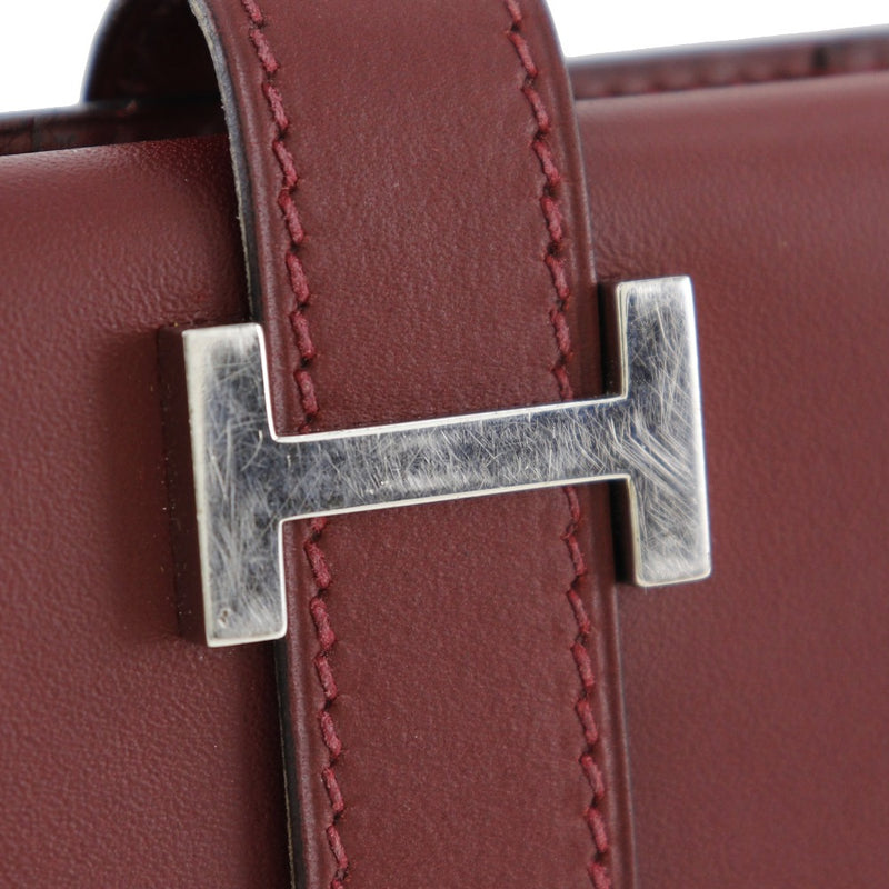 [HERMES] Hermes Bean Purse Calfskin Wine Red □ D engraved beltHardware Bean ladies