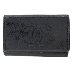 [Chanel] chanel coco mark key case cabaskin noir snap bouton coco mark dames b-rank