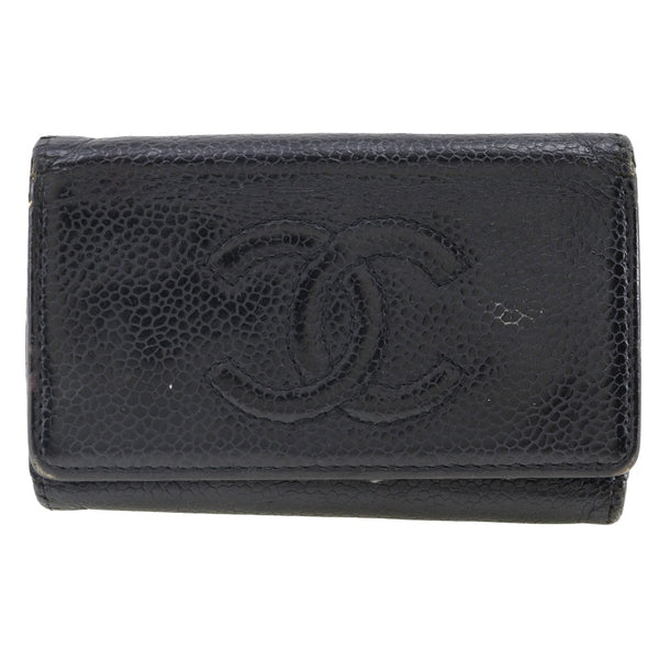 [Chanel] Chanel COCO Mark Capas de llave Cabiaskin Black Snap Botón Coco Mark Ladies B-Rank