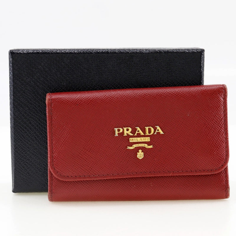 [Prada] Prada 
 Cas clé 
 SAFIANO RED SNAP Button Mesdames