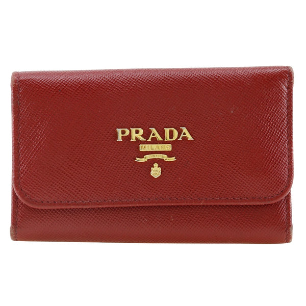 【PRADA】プラダ
 キーケース
 サフィアーノ 赤 スナップボタン レディース