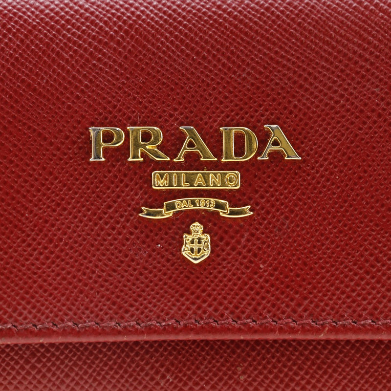 【PRADA】プラダ
 キーケース
 サフィアーノ 赤 スナップボタン レディース