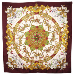 [Hermes] Hermes Care 90 Scarf Luna Park Omusement Park 실크 와인 Red Carree90 Ladies A Rank