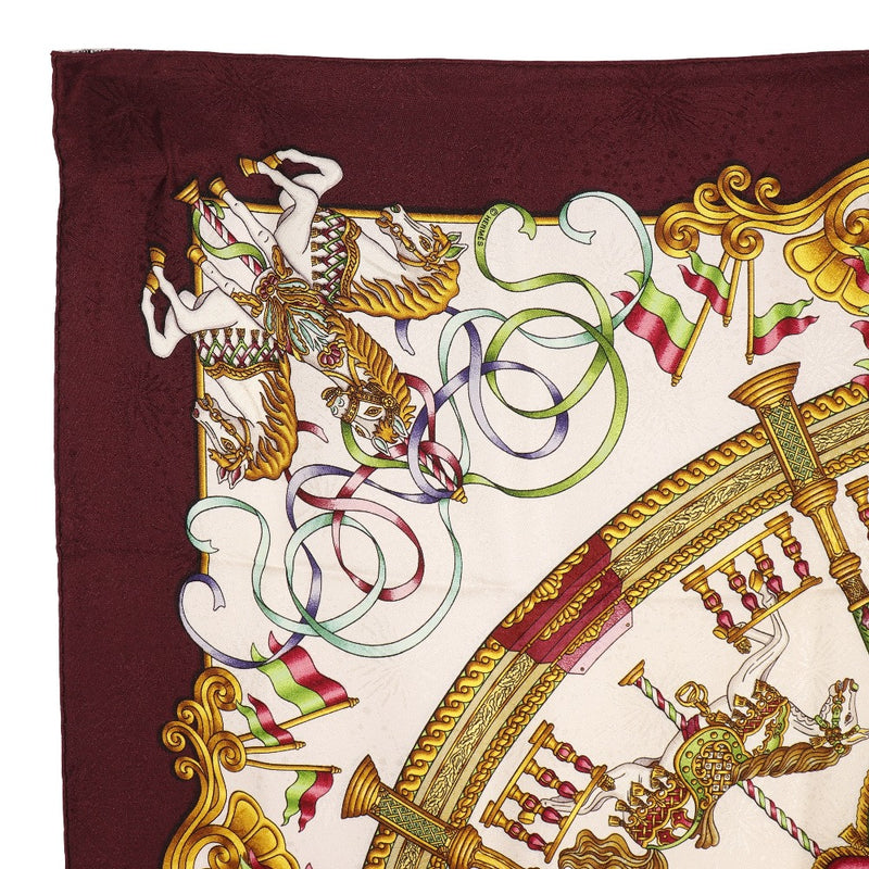 [Hermes] Hermes Care 90 Scarf Luna Park Omusement Park 실크 와인 Red Carree90 Ladies A Rank