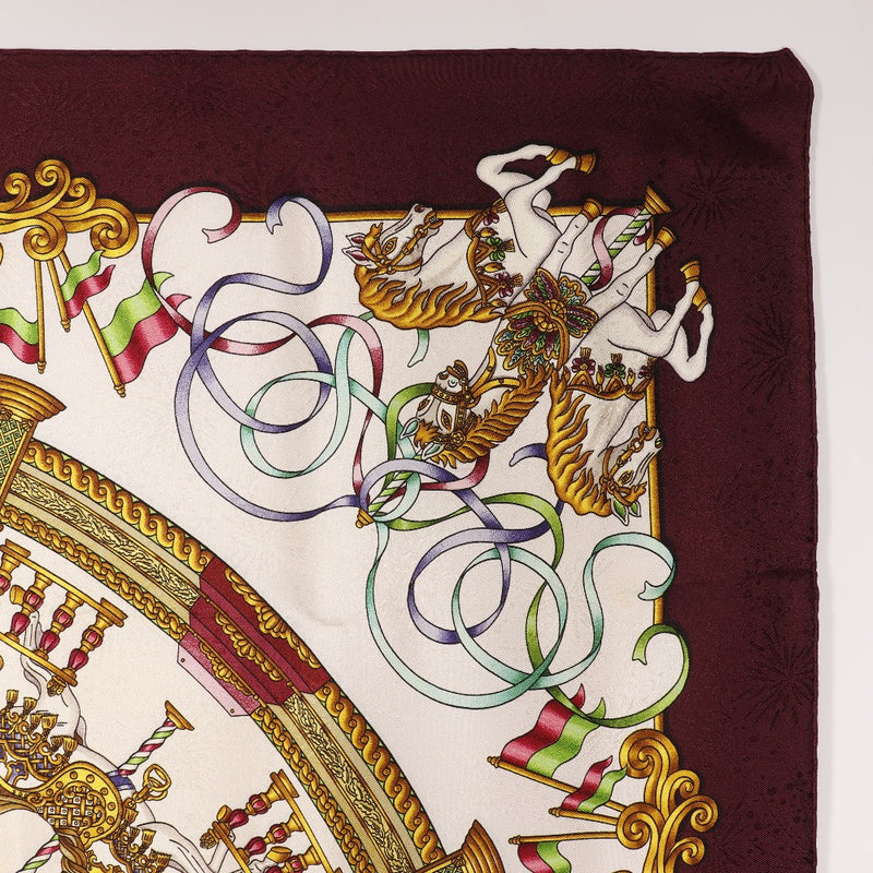 [Hermes] Hermes Care 90 Scarf Luna Park Omusement Park 실크 와인 Red Carree90 Ladies A Rank