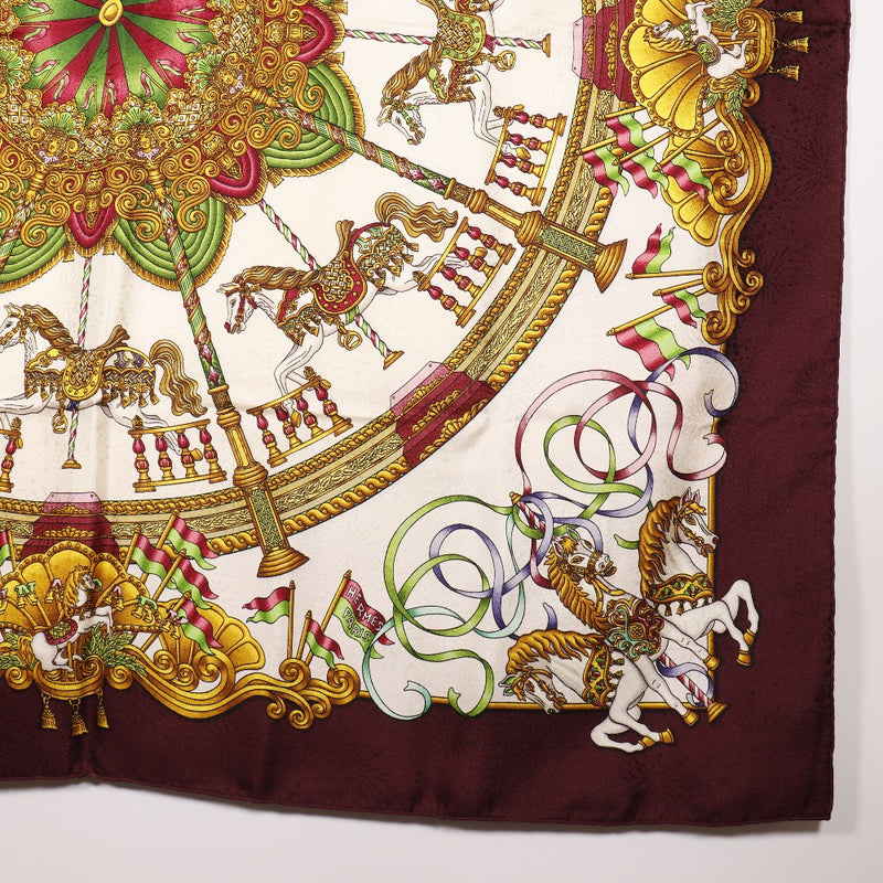 [Hermes] Hermes Care 90 Scarf Luna Park Omusement Park 실크 와인 Red Carree90 Ladies A Rank