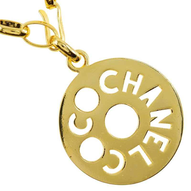 [CHANEL] Chanel Round Logo Necklace Vintage Plated Gold Approximately 168g ROUND LOGO Ladies A-Rank