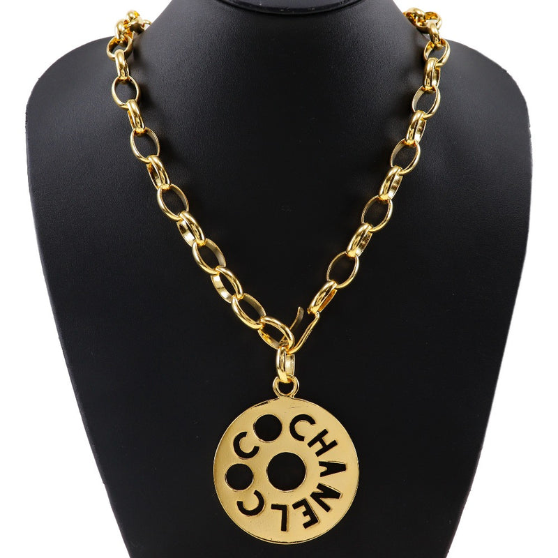 [CHANEL] Chanel Round Logo Necklace Vintage Plated Gold Approximately 168g ROUND LOGO Ladies A-Rank