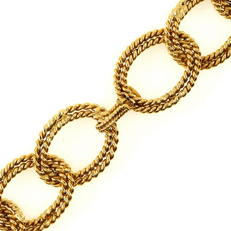 【CHANEL】シャネル
 ダブルチェーンリング ネックレス
 ヴィンテージ 金メッキ 26刻印 約116g Double Chain Ring レディースAランク