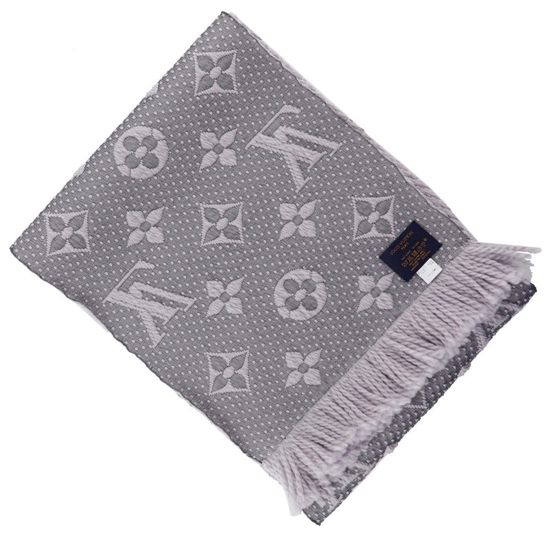 [Louis Vuitton]LOUIS VUITTON
 Logotipo de Escharp Muffler de manía 
 Lana x seda gliperuru gris gm0168 logo escalp manía unisex un rango