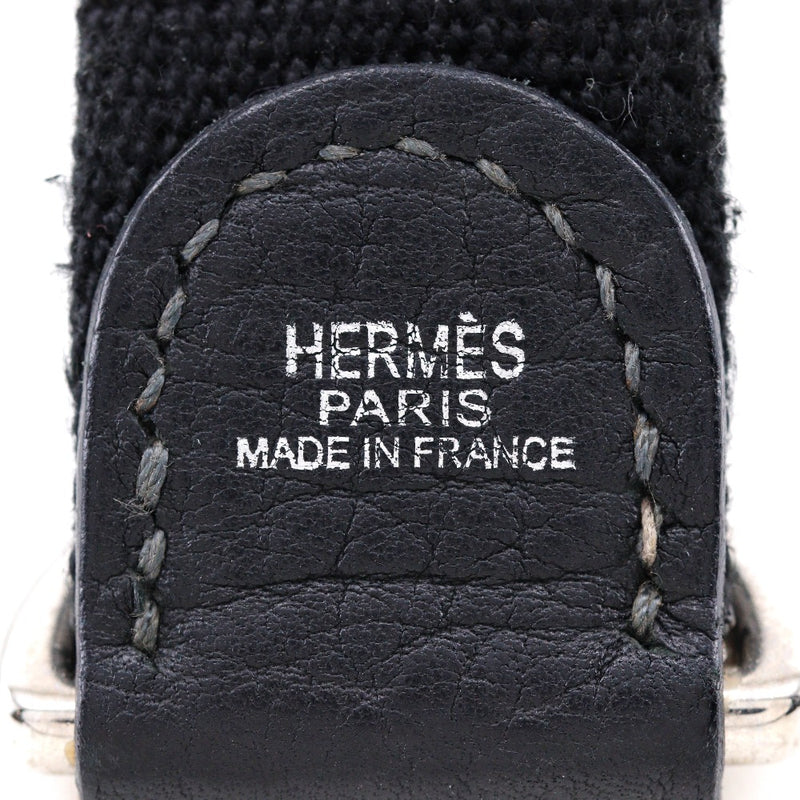 【HERMES】エルメス
 ショルダーストラップ
 キャンバス 黒/シルバー金具 ユニセックス