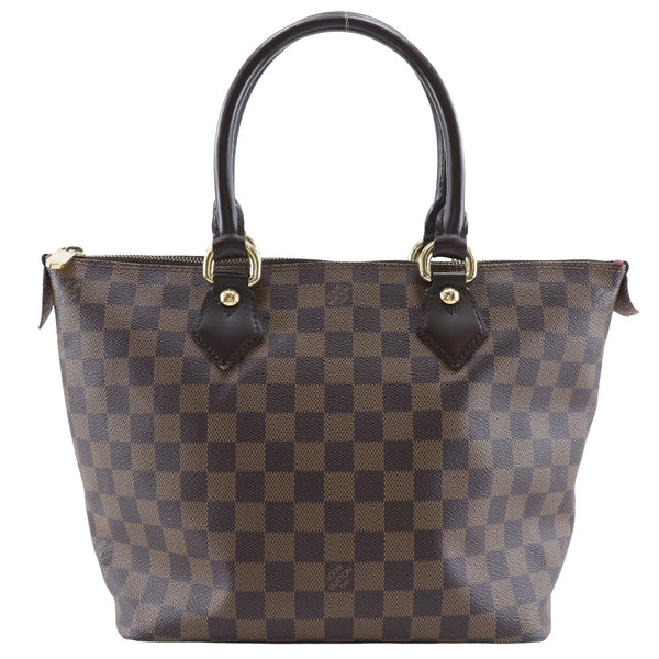 【LOUIS VUITTON】ルイ・ヴィトン
 サレヤPM トートバッグ
 N51183 ダミエキャンバス 茶 VI4047刻印 肩掛け 手提げ A5 ファスナー Saleya PM レディースA-ランク